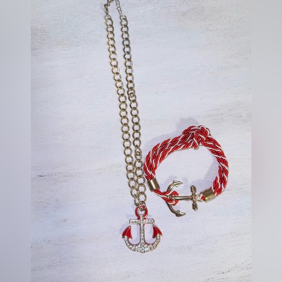 Nautical Anchor necklace & bracelet matching set ⚓️❤️ - Picture 2 of 3